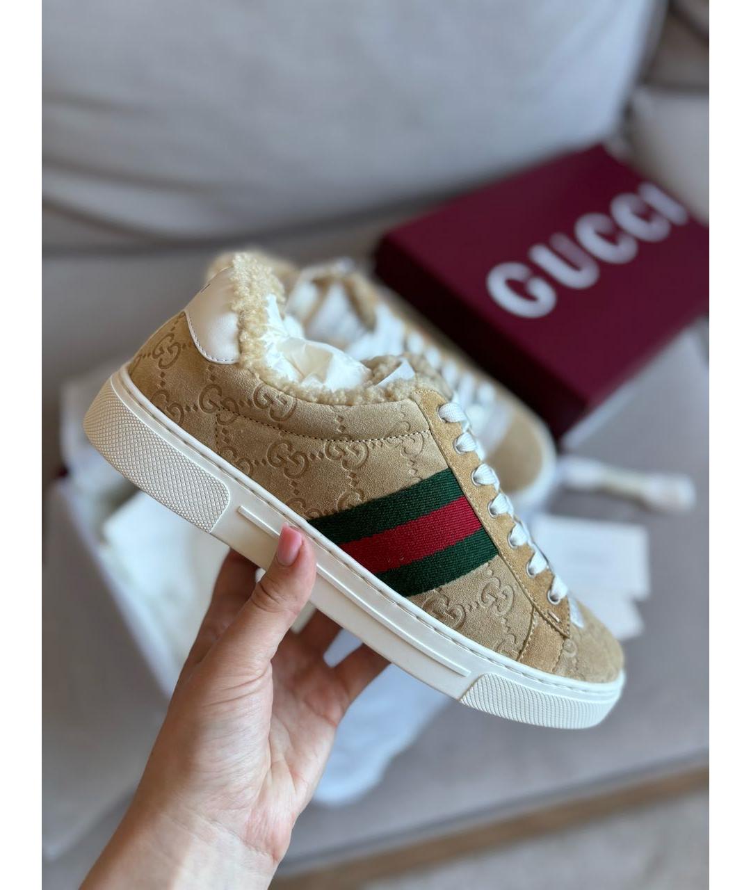 GUCCI Коричневые замшевые кеды, фото 9