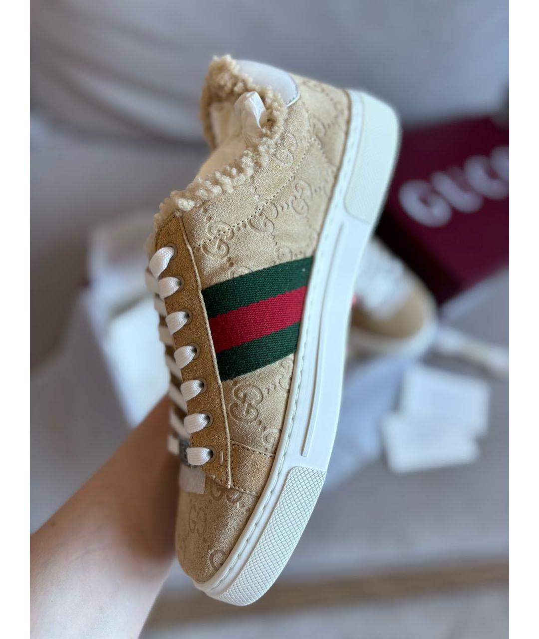 GUCCI Коричневые замшевые кеды, фото 3