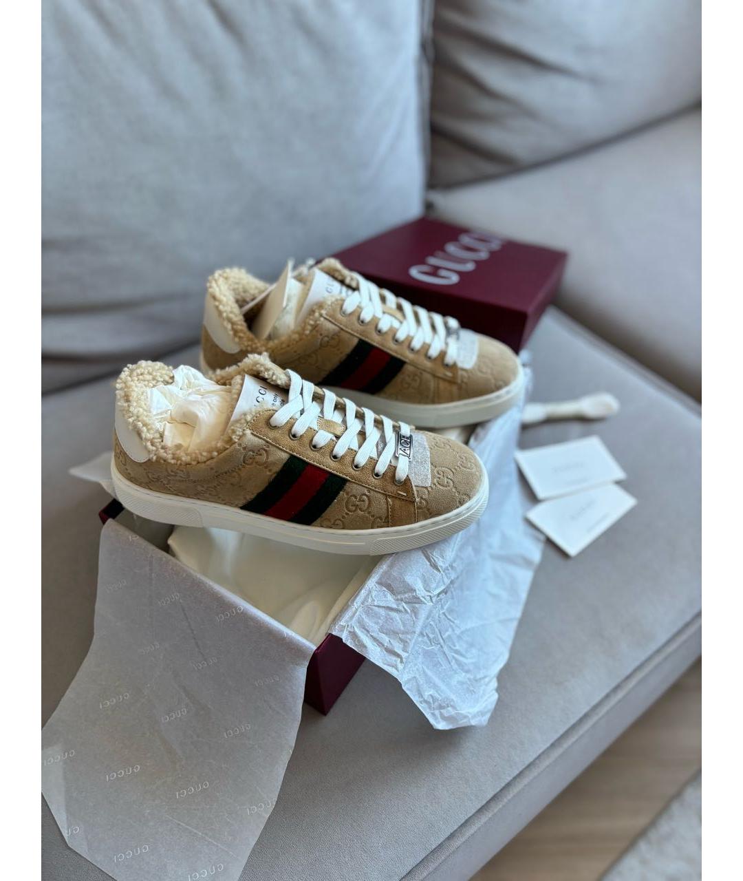 GUCCI Коричневые замшевые кеды, фото 5