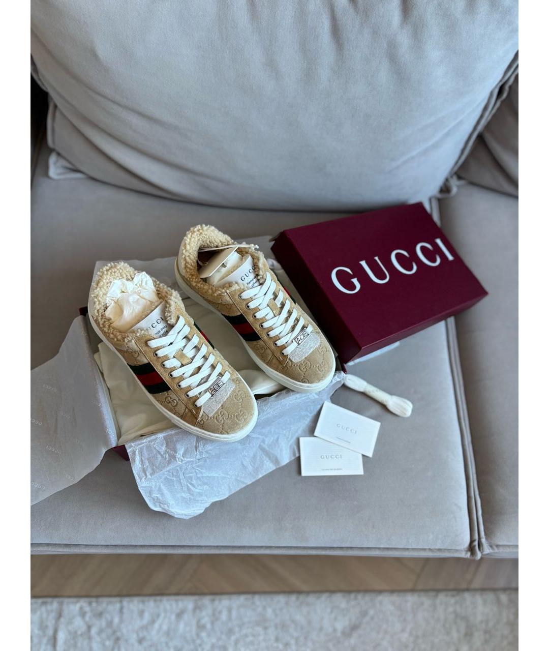 GUCCI Коричневые замшевые кеды, фото 4