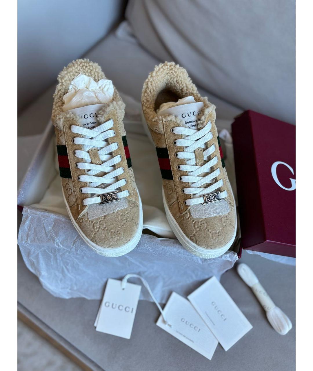 GUCCI Коричневые замшевые кеды, фото 7