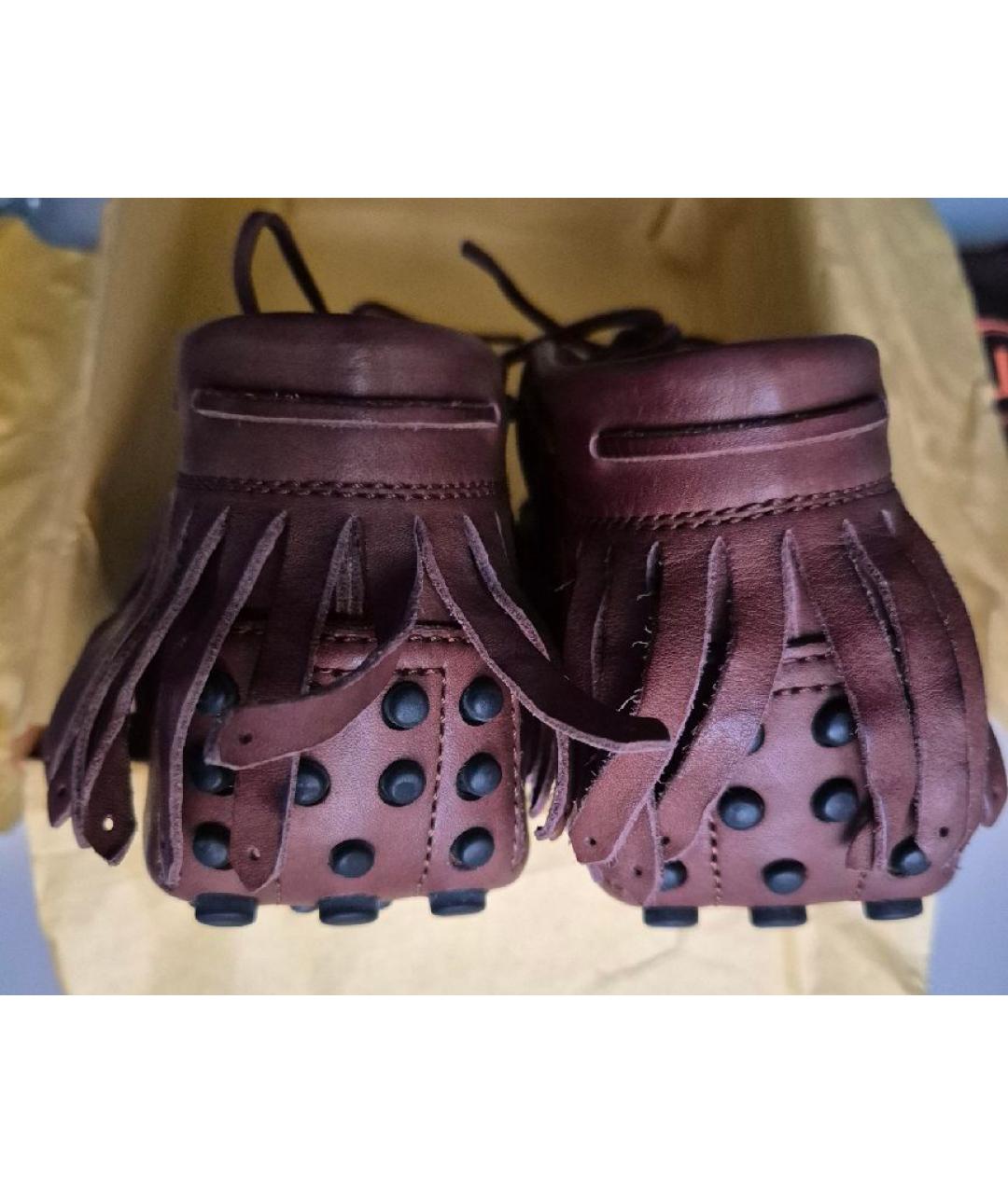 TOD'S Коричневые кожаные мокасины, фото 4