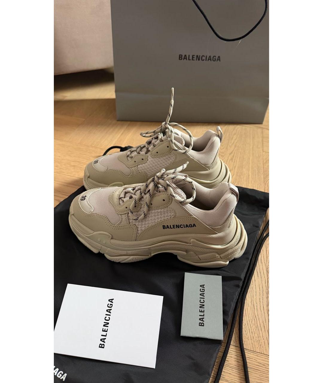 BALENCIAGA Бежевые замшевые кроссовки, фото 3