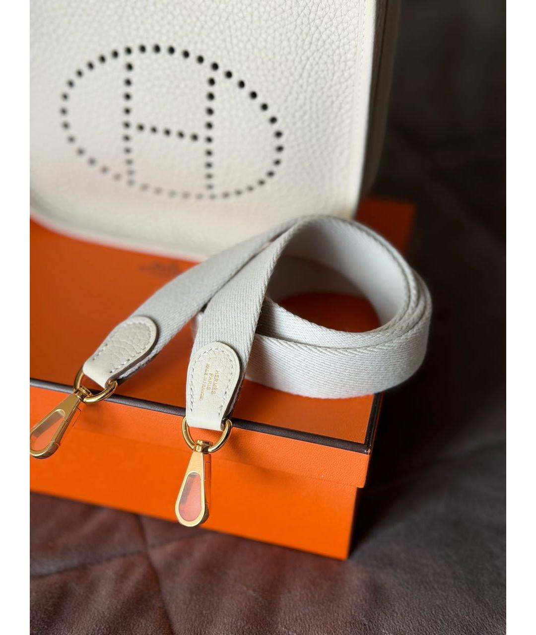 HERMES Белая кожаная сумка через плечо, фото 4