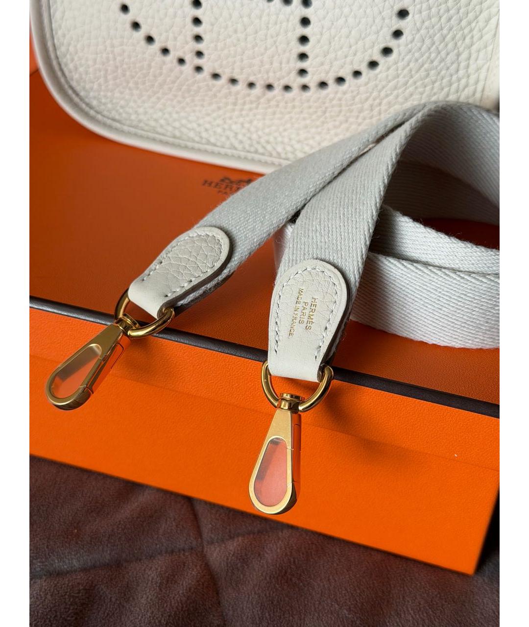 HERMES Белая кожаная сумка через плечо, фото 3