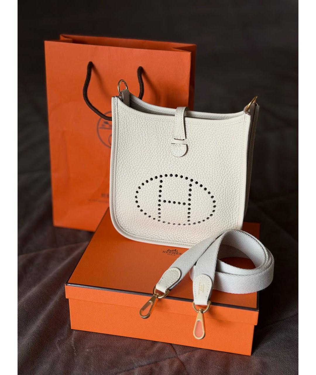 HERMES Белая кожаная сумка через плечо, фото 2