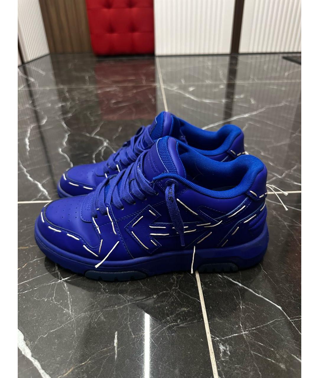 OFF-WHITE Синие кожаные кеды, фото 3