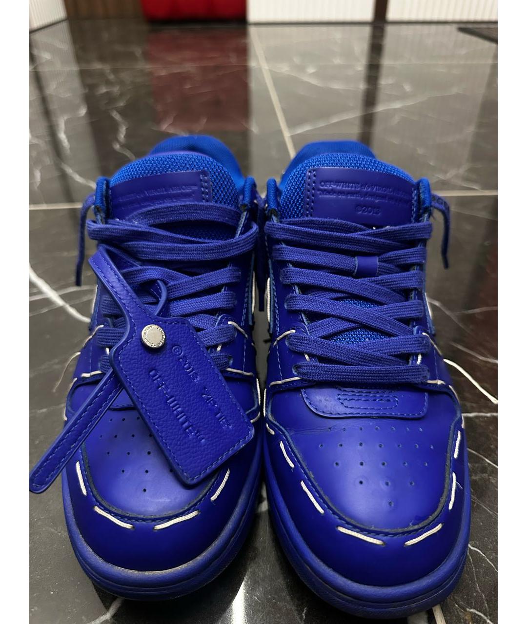 OFF-WHITE Синие кожаные кеды, фото 2