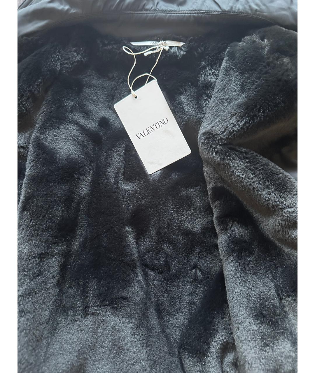 VALENTINO Черный меховой тренч / плащ, фото 3