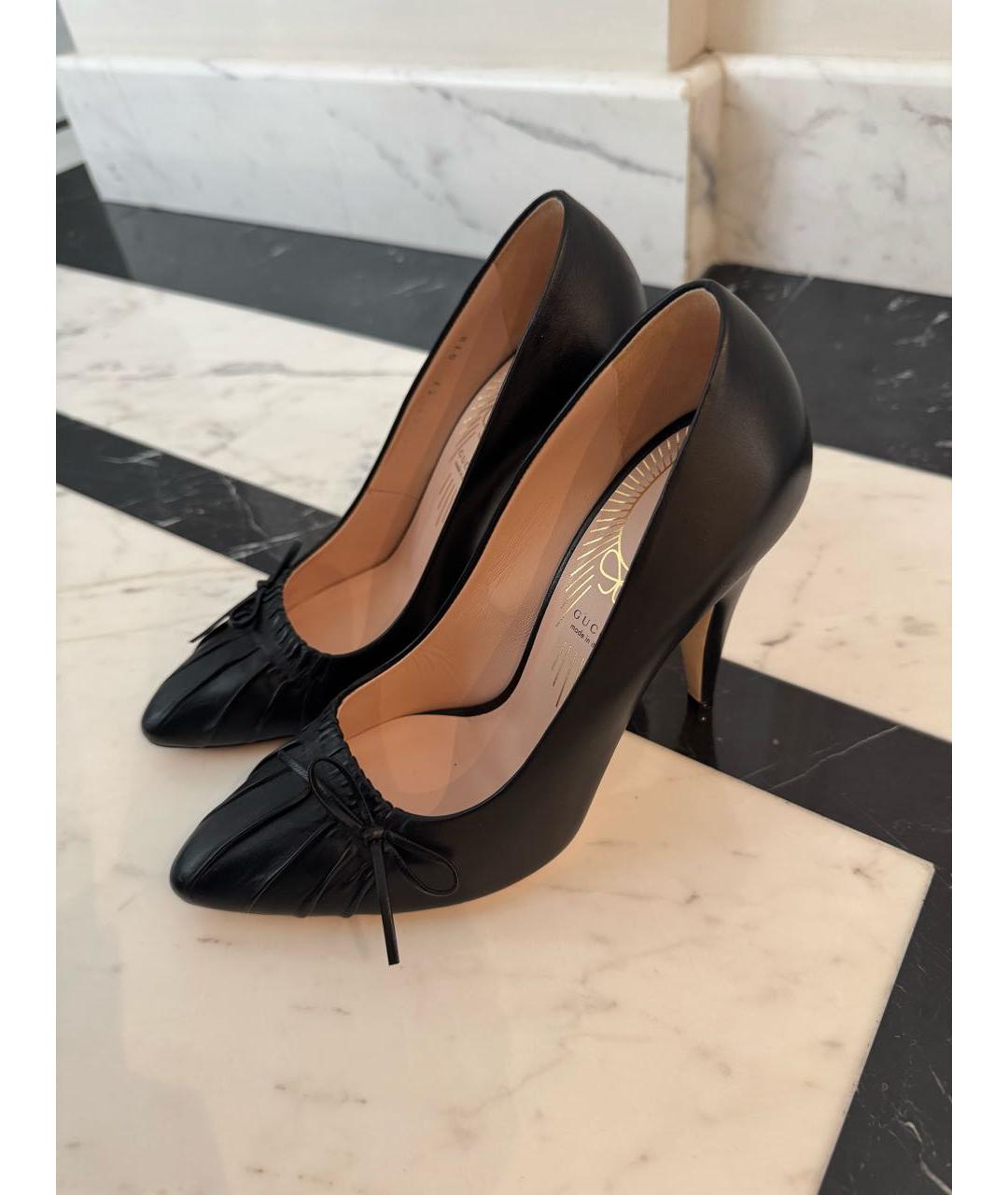 GUCCI Черные кожаные босоножки, фото 4