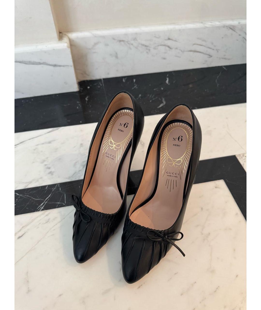 GUCCI Черные кожаные босоножки, фото 5