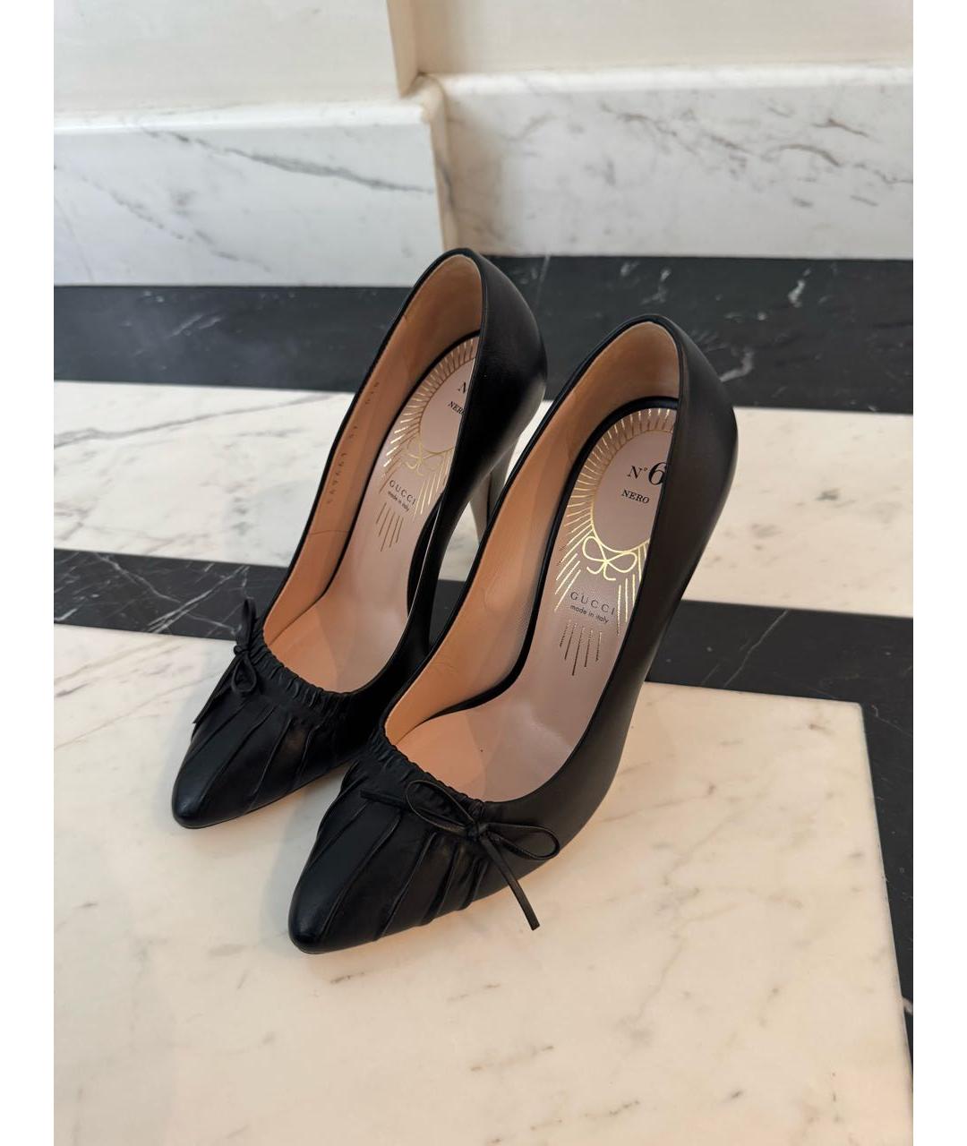 GUCCI Черные кожаные босоножки, фото 2