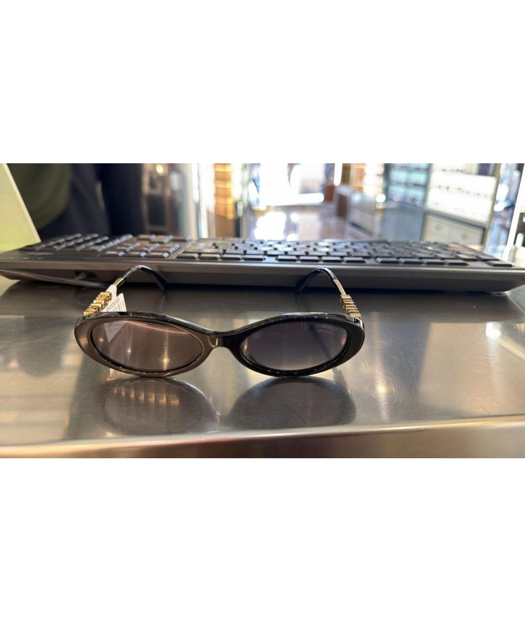 CHANEL Черные металлические солнцезащитные очки, фото 5