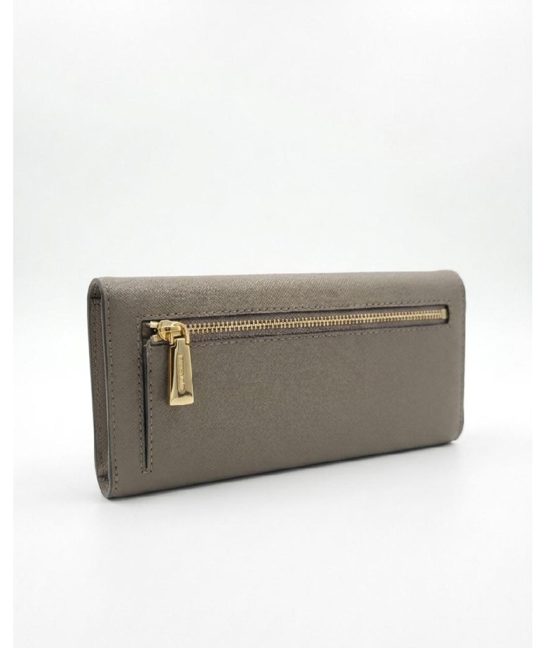 MICHAEL KORS Бежевый кожаный кошелек, фото 4