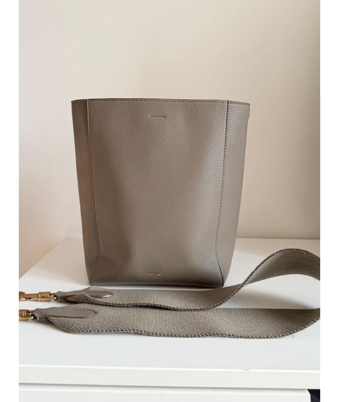 CELINE Бежевая кожаная сумка через плечо, фото 9