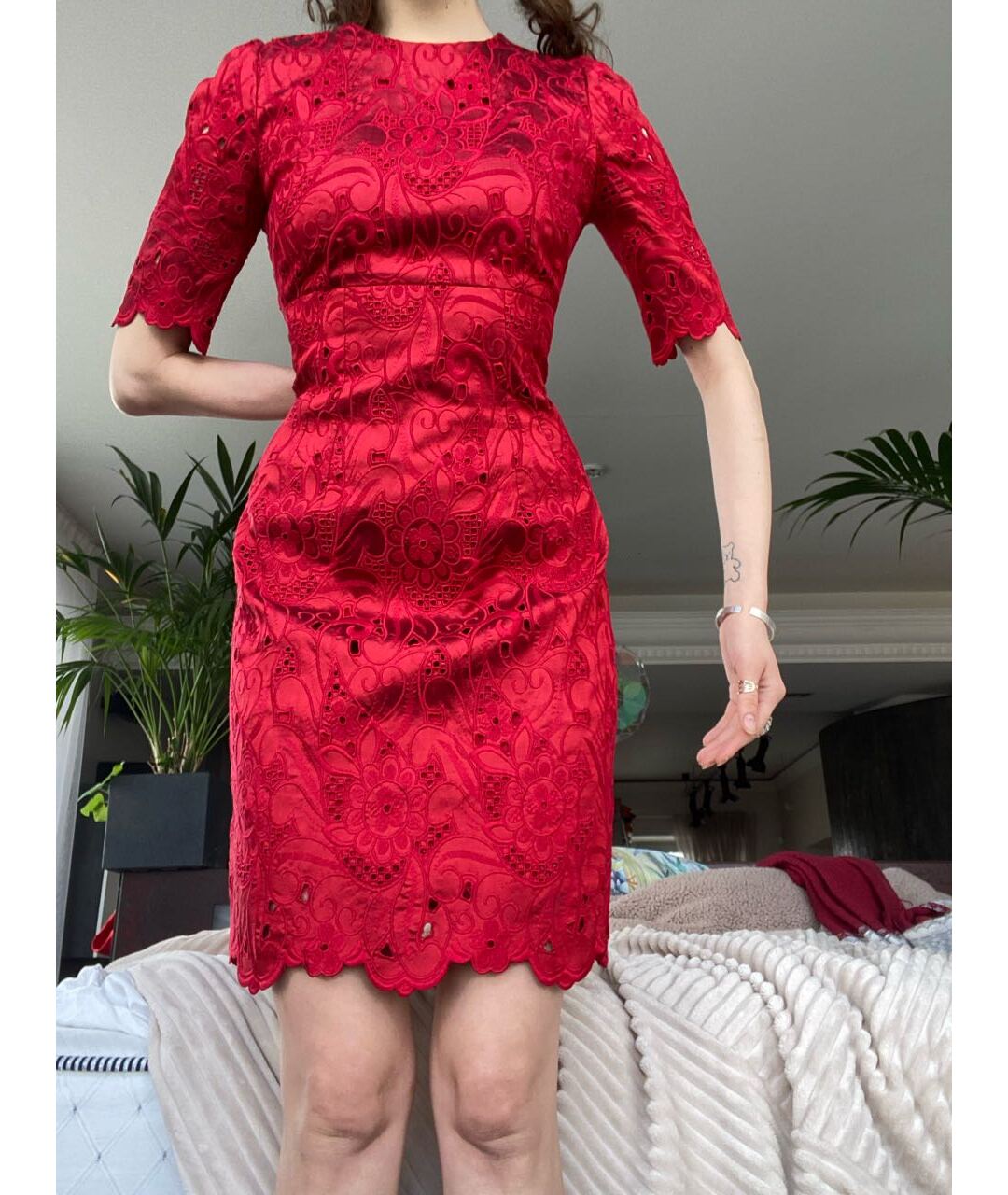 DOLCE&GABBANA Красное шелковое платье, фото 9