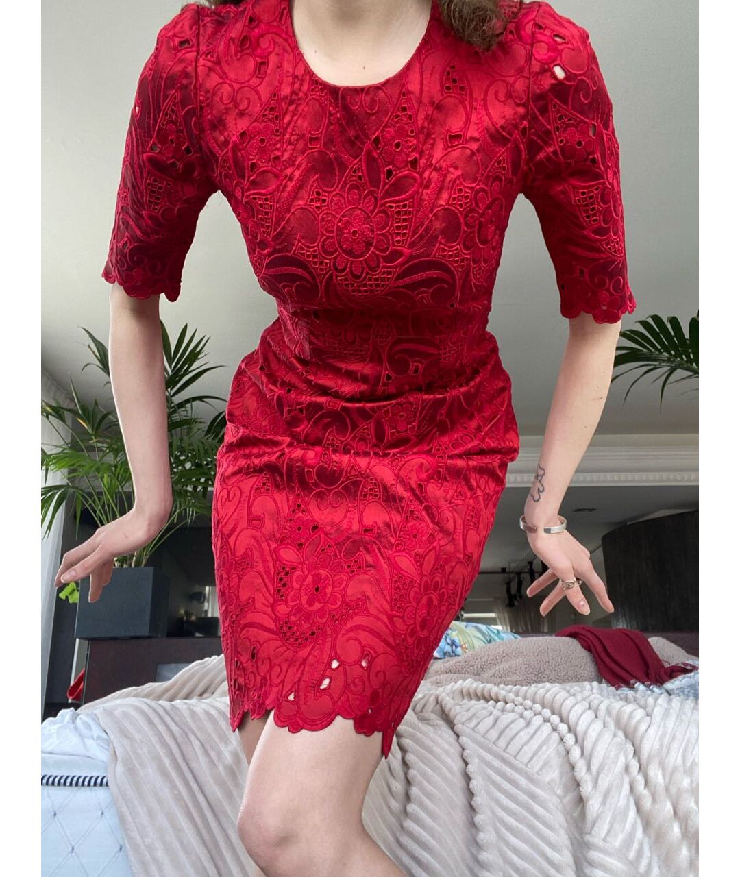 DOLCE&GABBANA Красное шелковое платье, фото 5