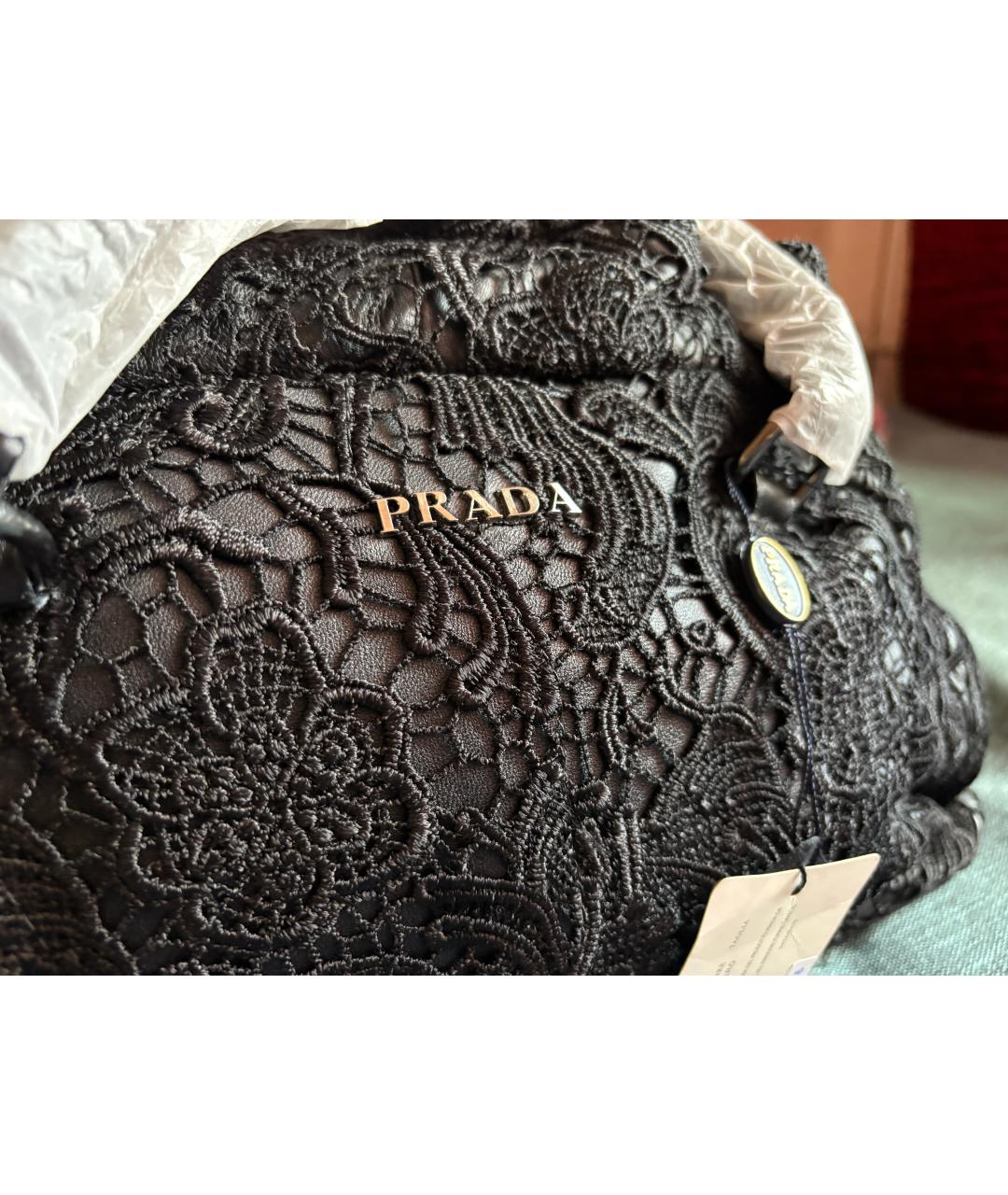 PRADA Черная бархатная сумка с короткими ручками, фото 2