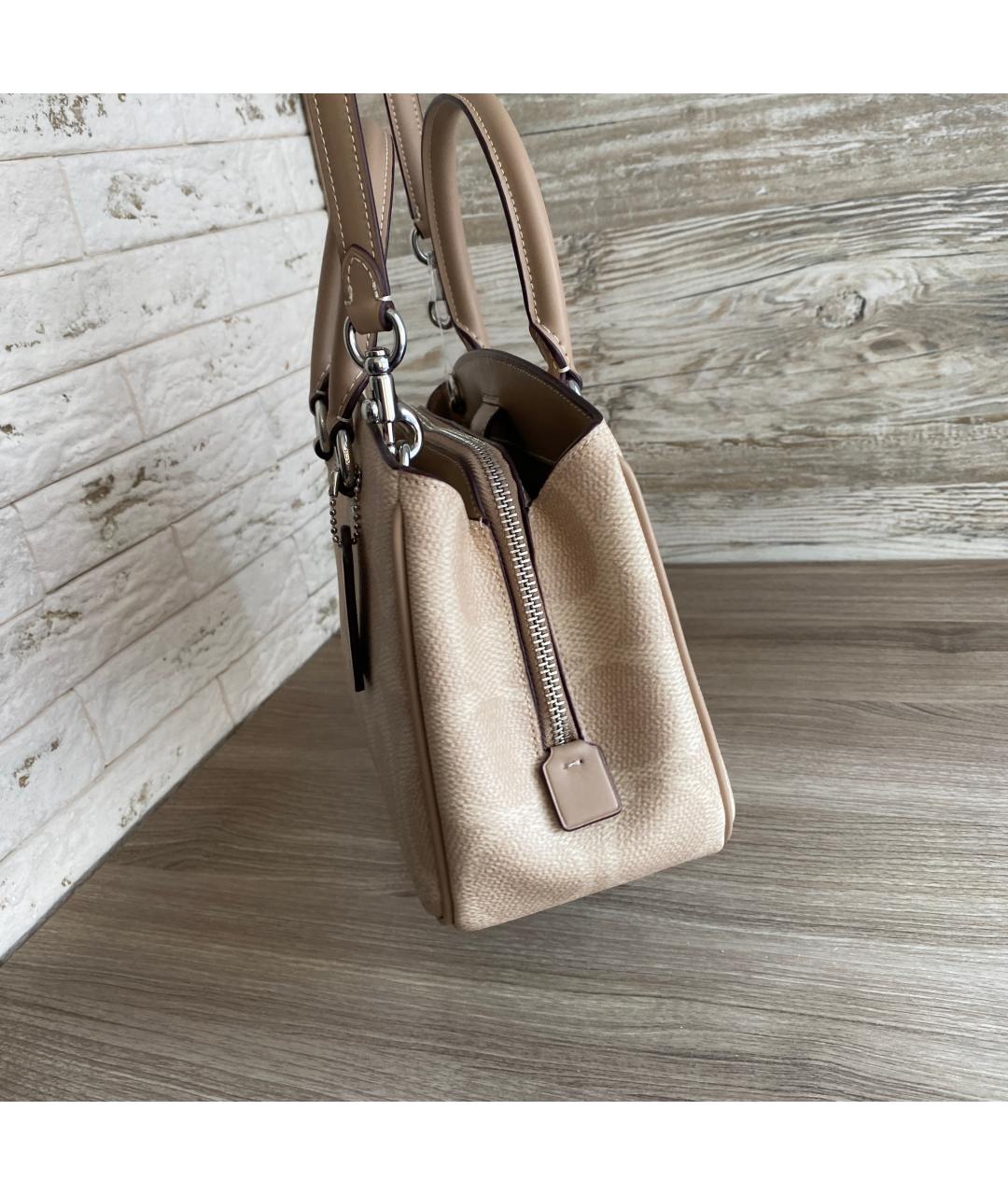 COACH Бежевая сумка с короткими ручками, фото 6