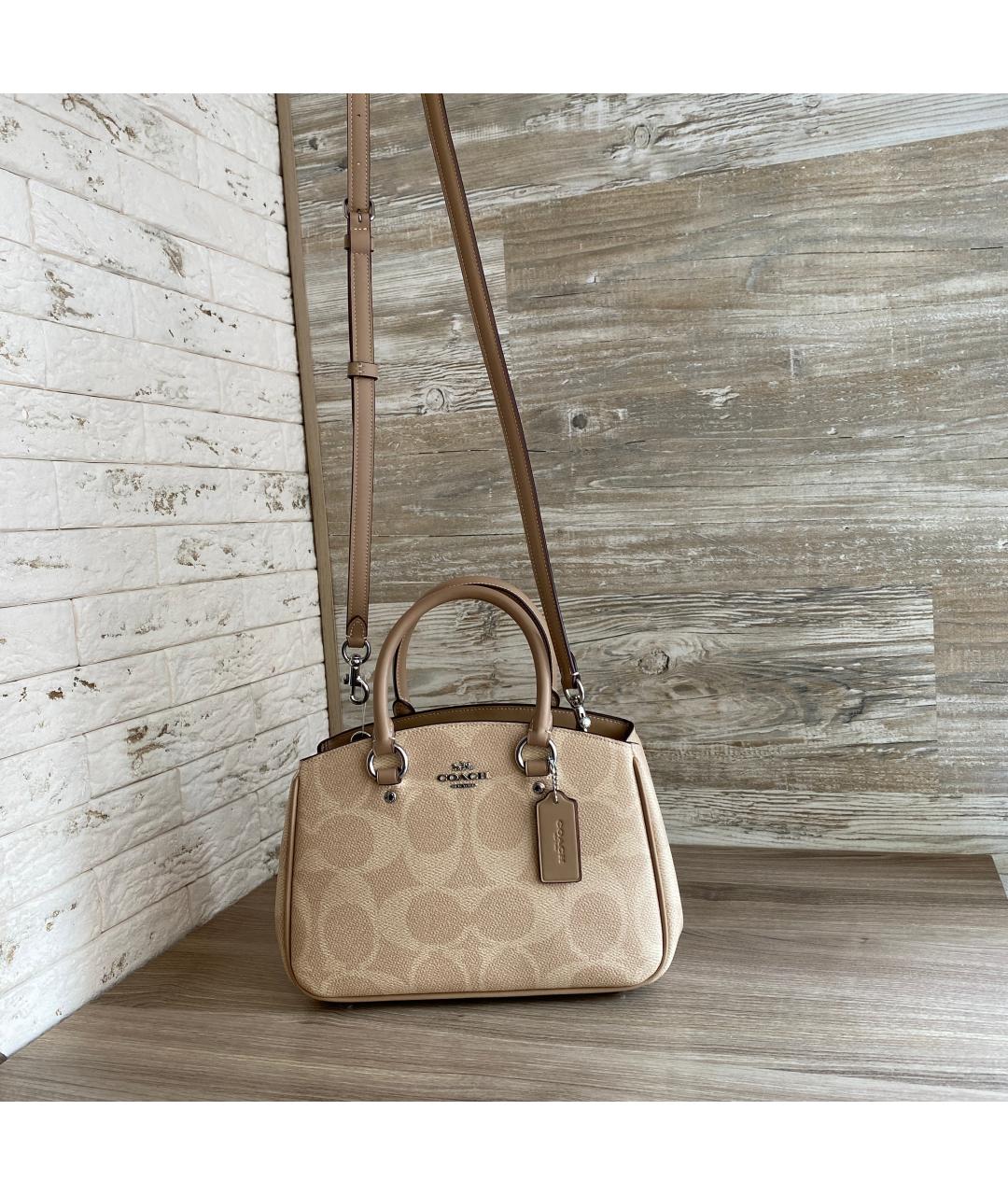 COACH Бежевая сумка с короткими ручками, фото 9