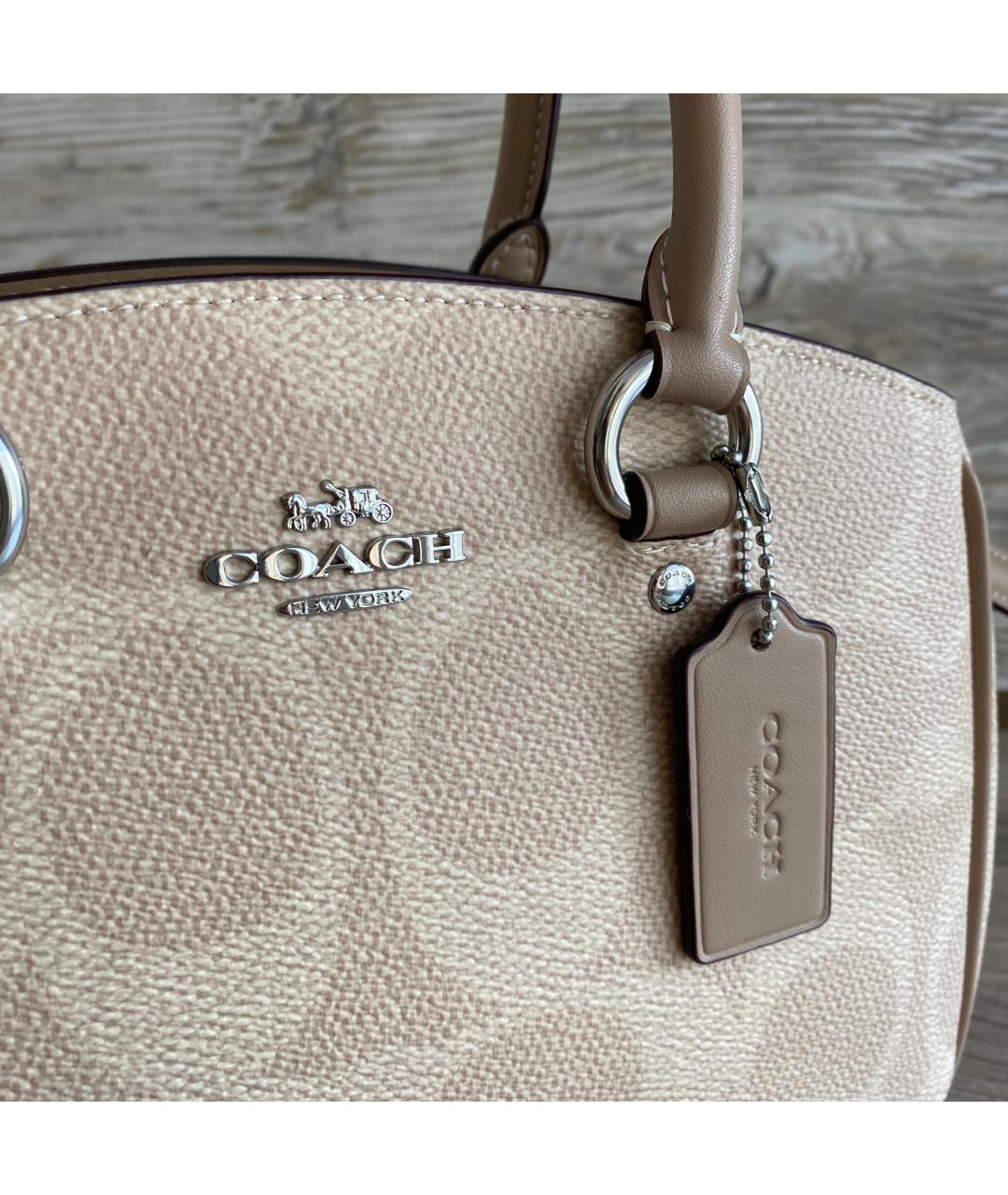 COACH Бежевая сумка с короткими ручками, фото 4
