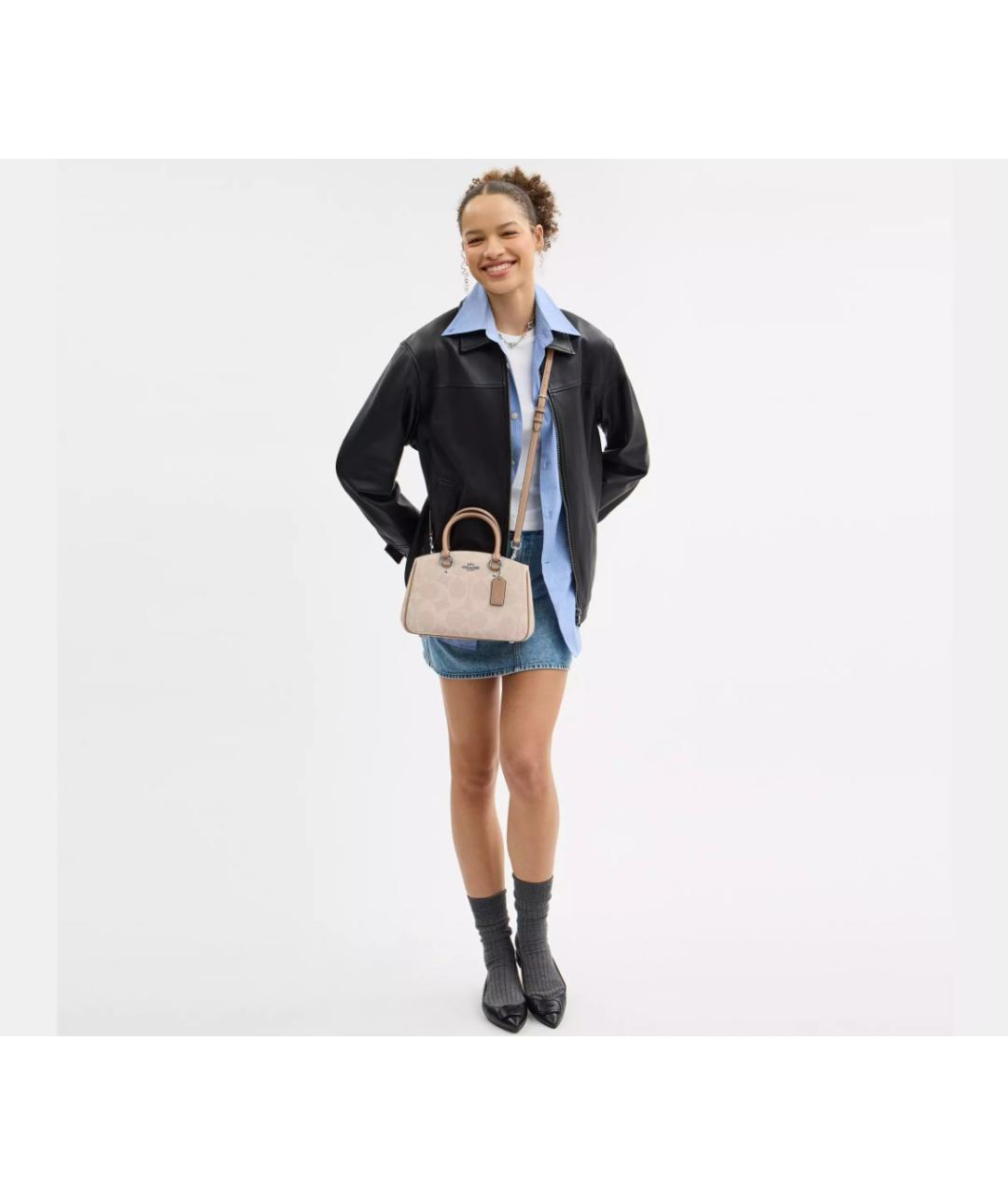 COACH Бежевая сумка с короткими ручками, фото 2