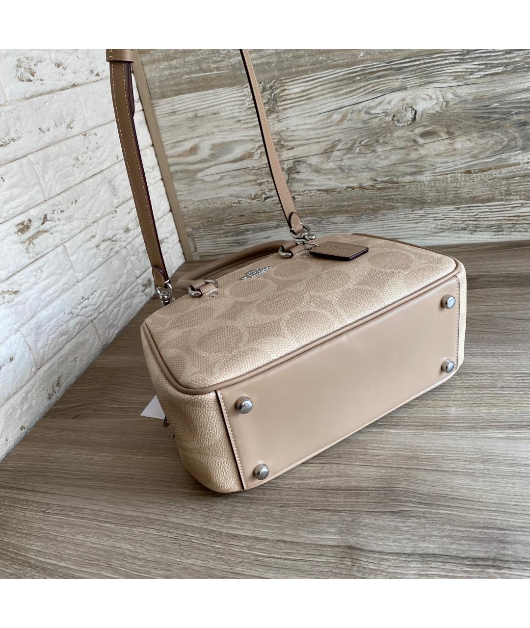 COACH Бежевая сумка с короткими ручками, фото 7