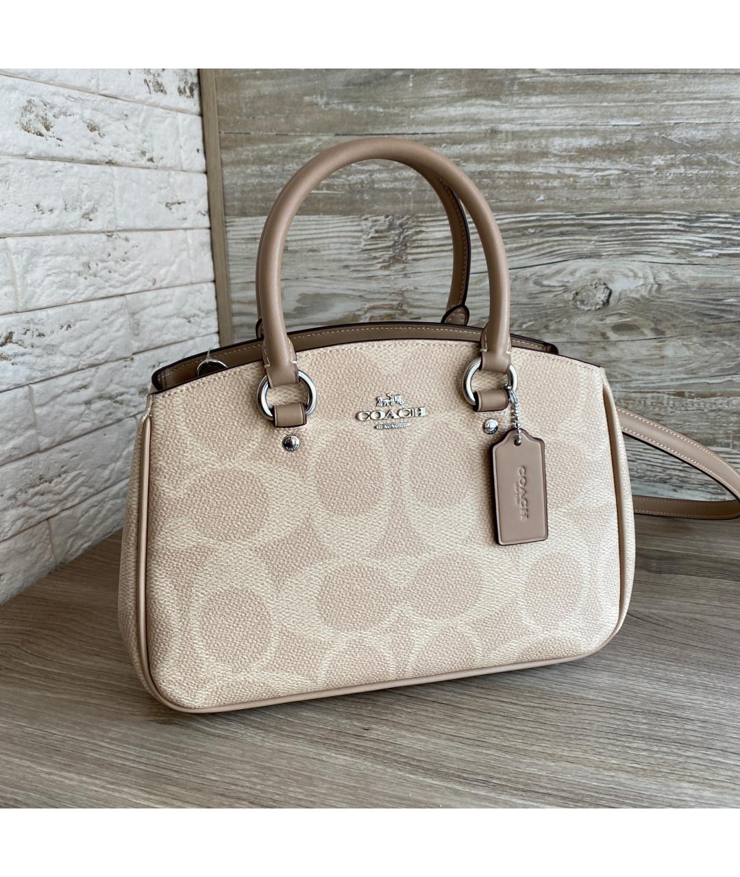 COACH Бежевая сумка с короткими ручками, фото 3