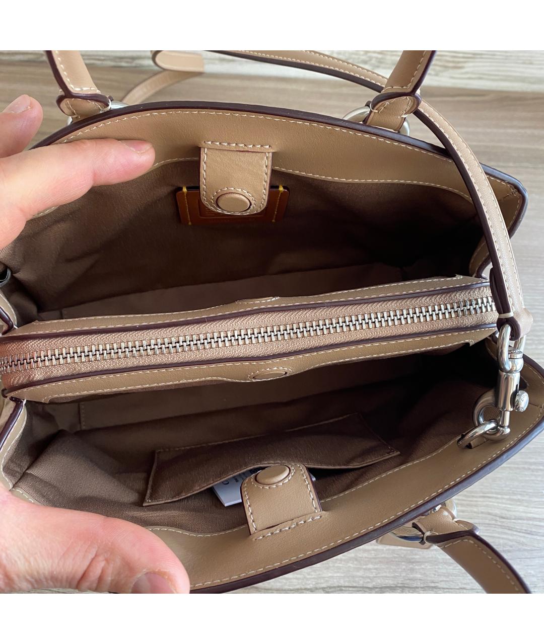 COACH Бежевая сумка с короткими ручками, фото 8