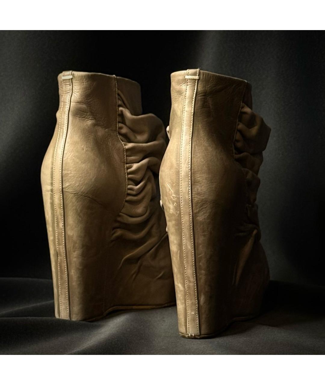 MAISON MARGIELA Бежевые кожаные ботильоны, фото 6