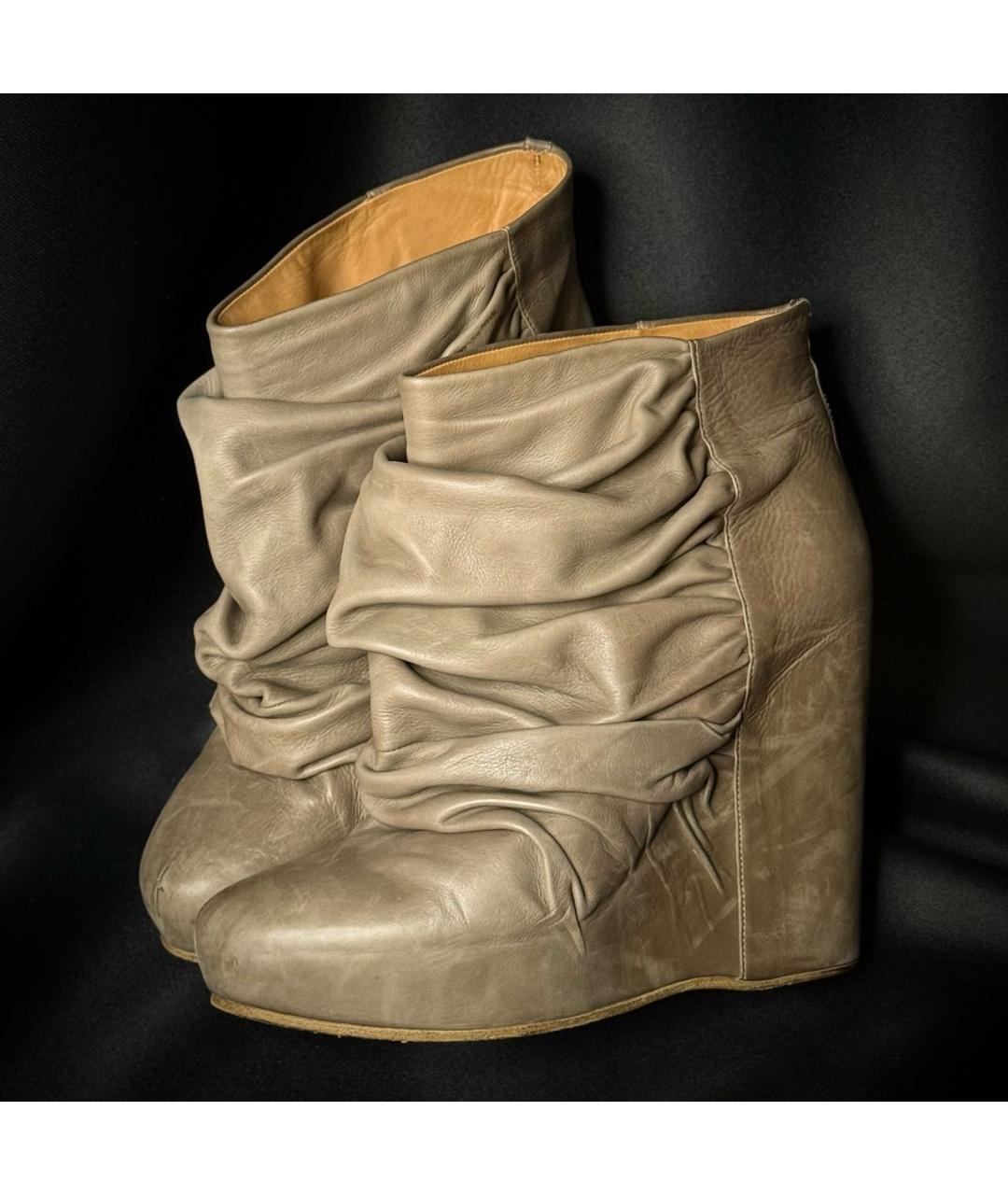 MAISON MARGIELA Бежевые кожаные ботильоны, фото 9