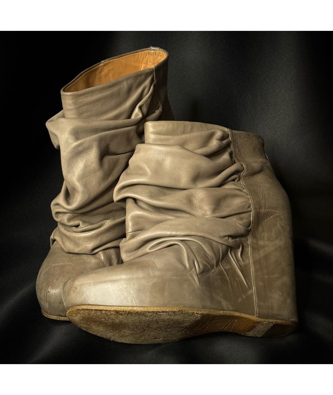 MAISON MARGIELA Бежевые кожаные ботильоны, фото 3