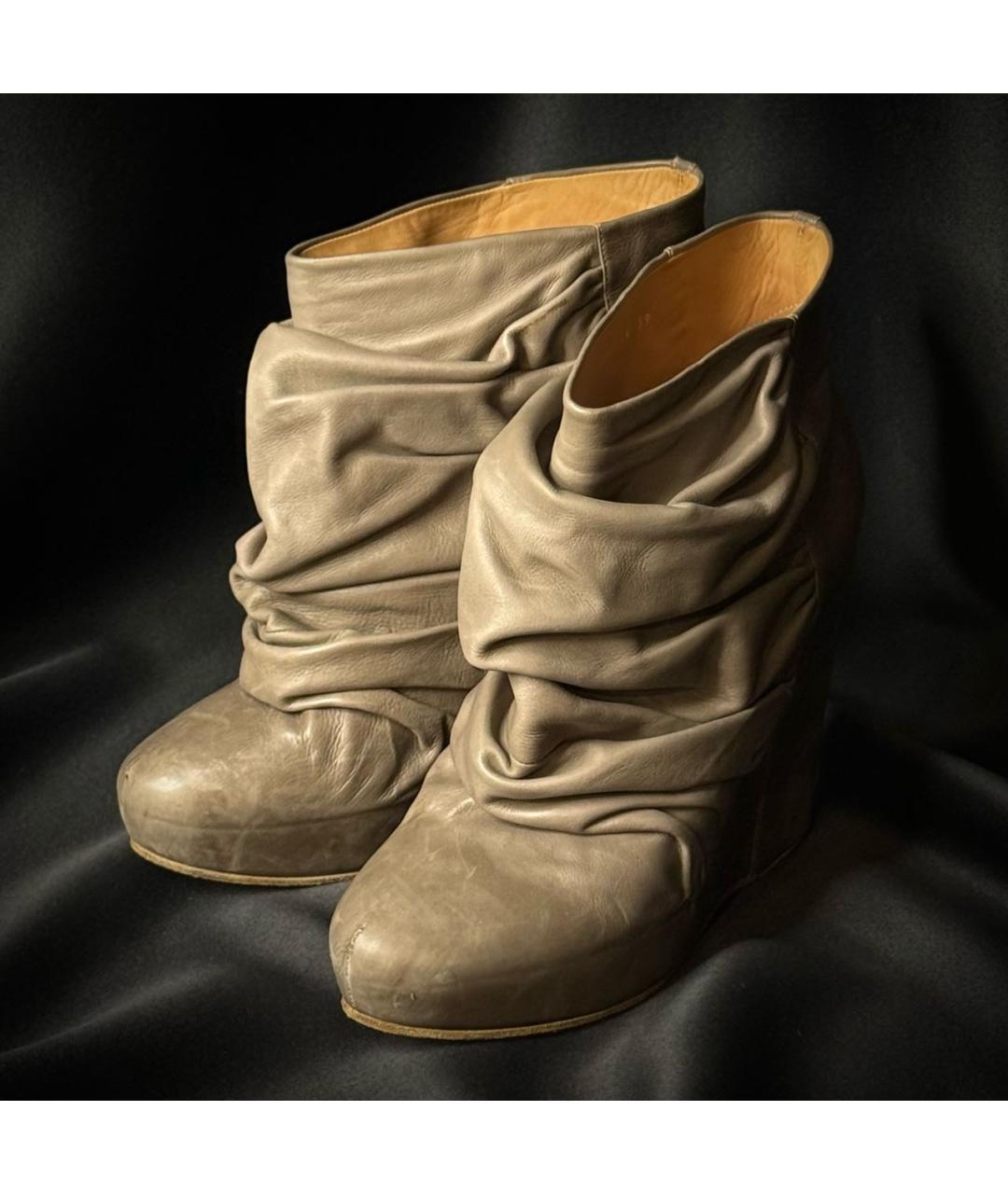 MAISON MARGIELA Бежевые кожаные ботильоны, фото 2