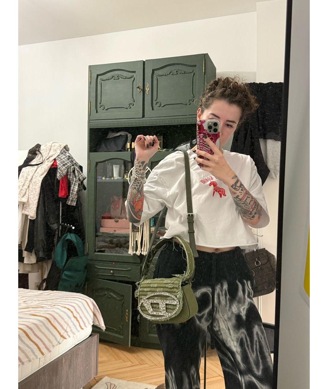 DIESEL Хаки деним сумка через плечо, фото 6