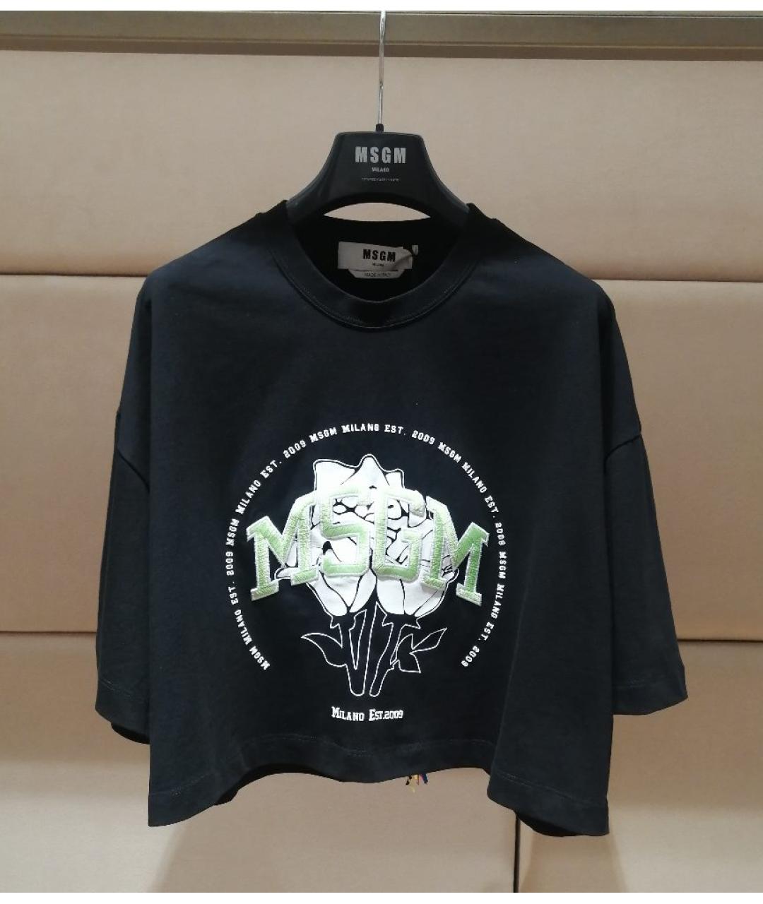 MSGM Черная хлопковая футболка, фото 3