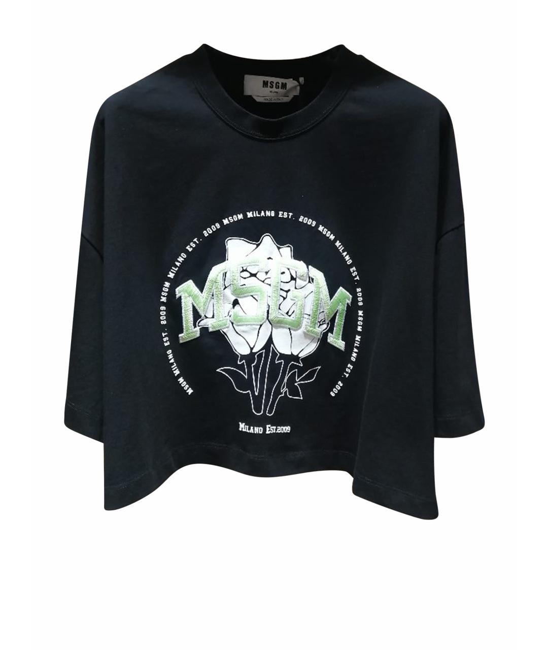 MSGM Черная хлопковая футболка, фото 1