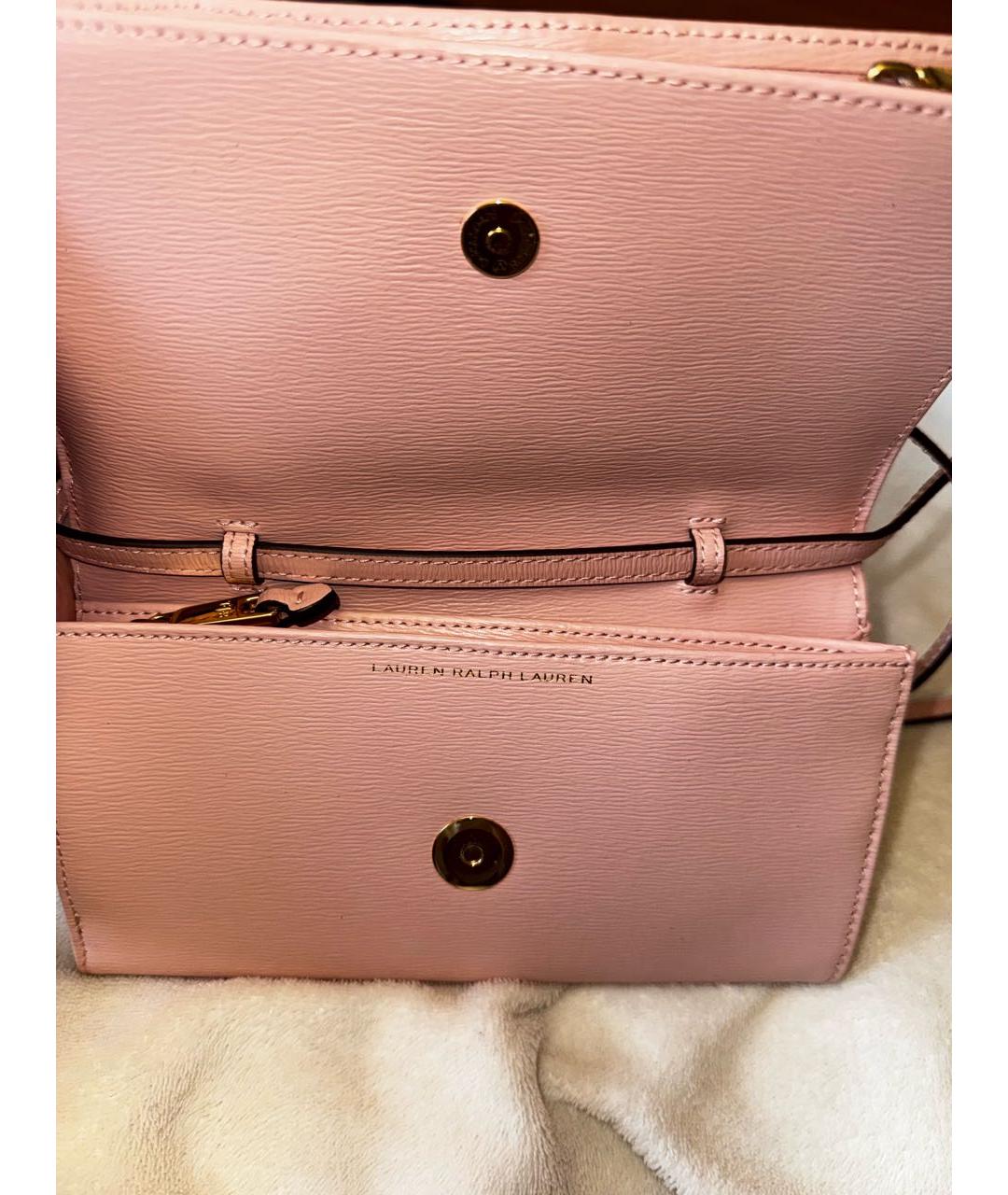RALPH LAUREN Розовая кожаная сумка через плечо, фото 3