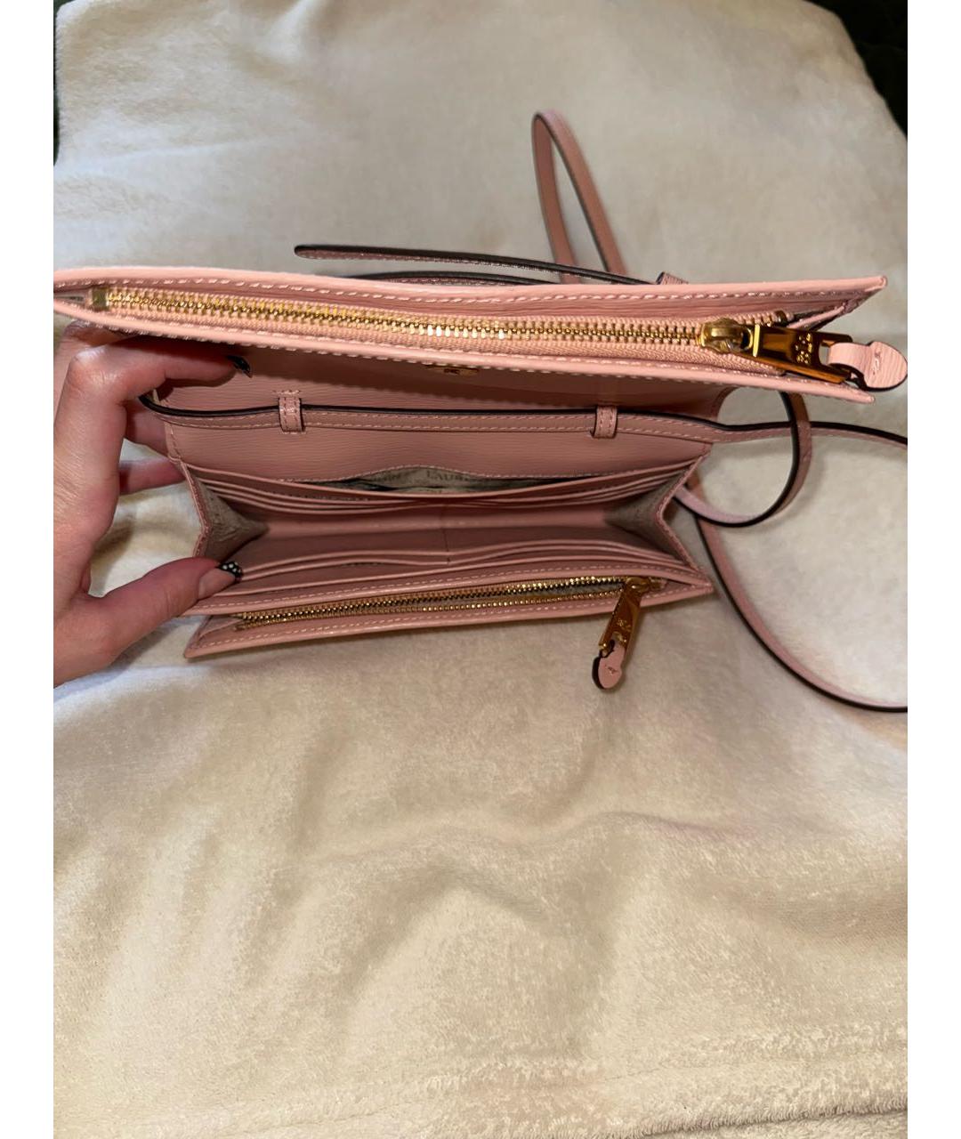 RALPH LAUREN Розовая кожаная сумка через плечо, фото 4