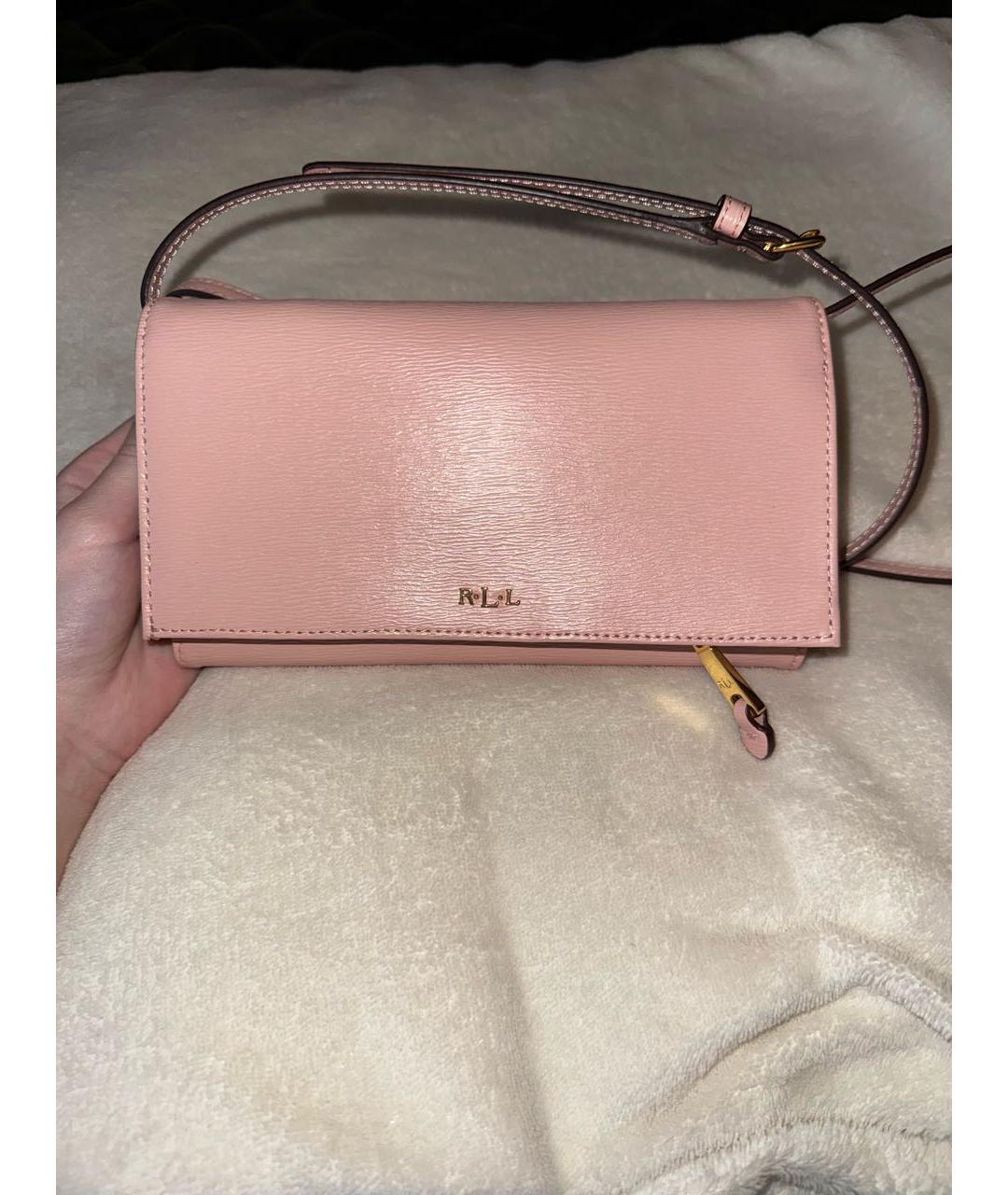 RALPH LAUREN Розовая кожаная сумка через плечо, фото 2