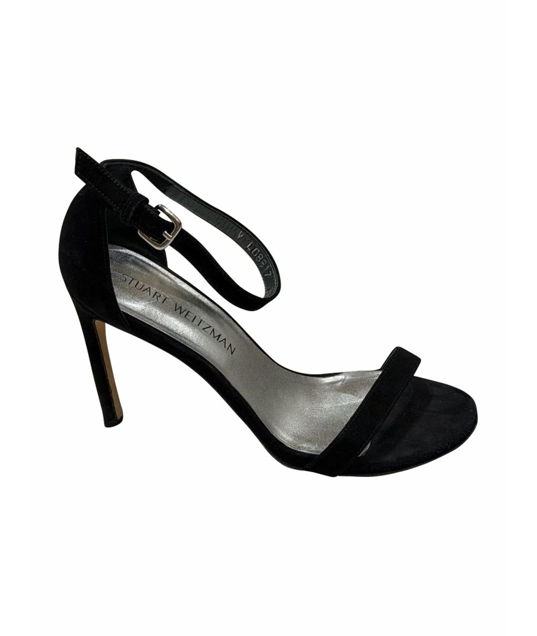 STUART WEITZMAN Черные замшевые босоножки, фото 1