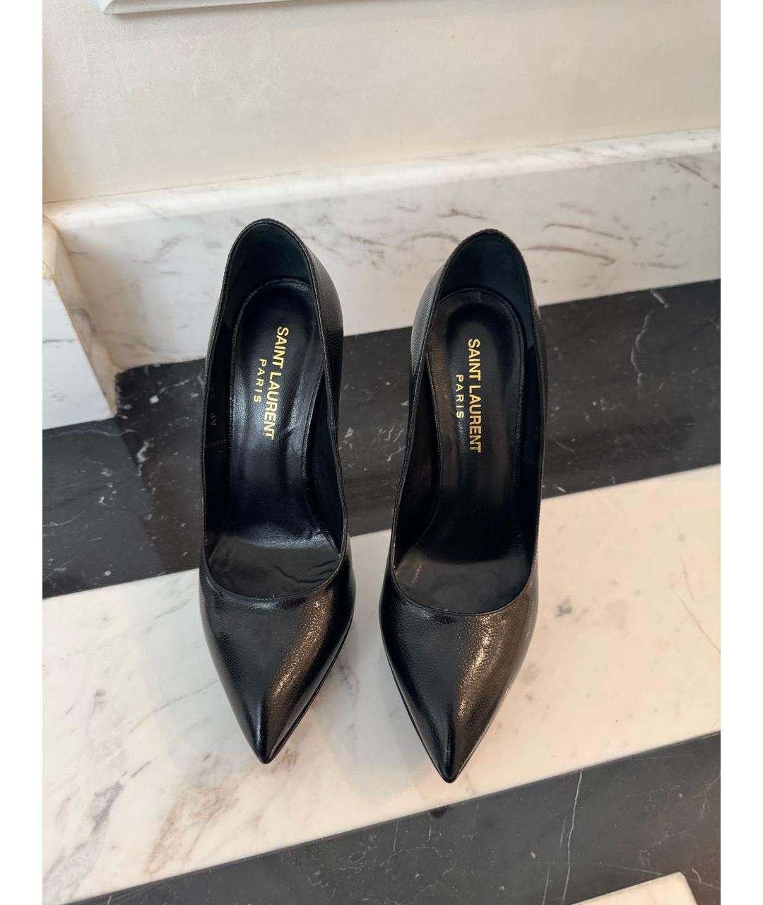 SAINT LAURENT Черные кожаные туфли, фото 2