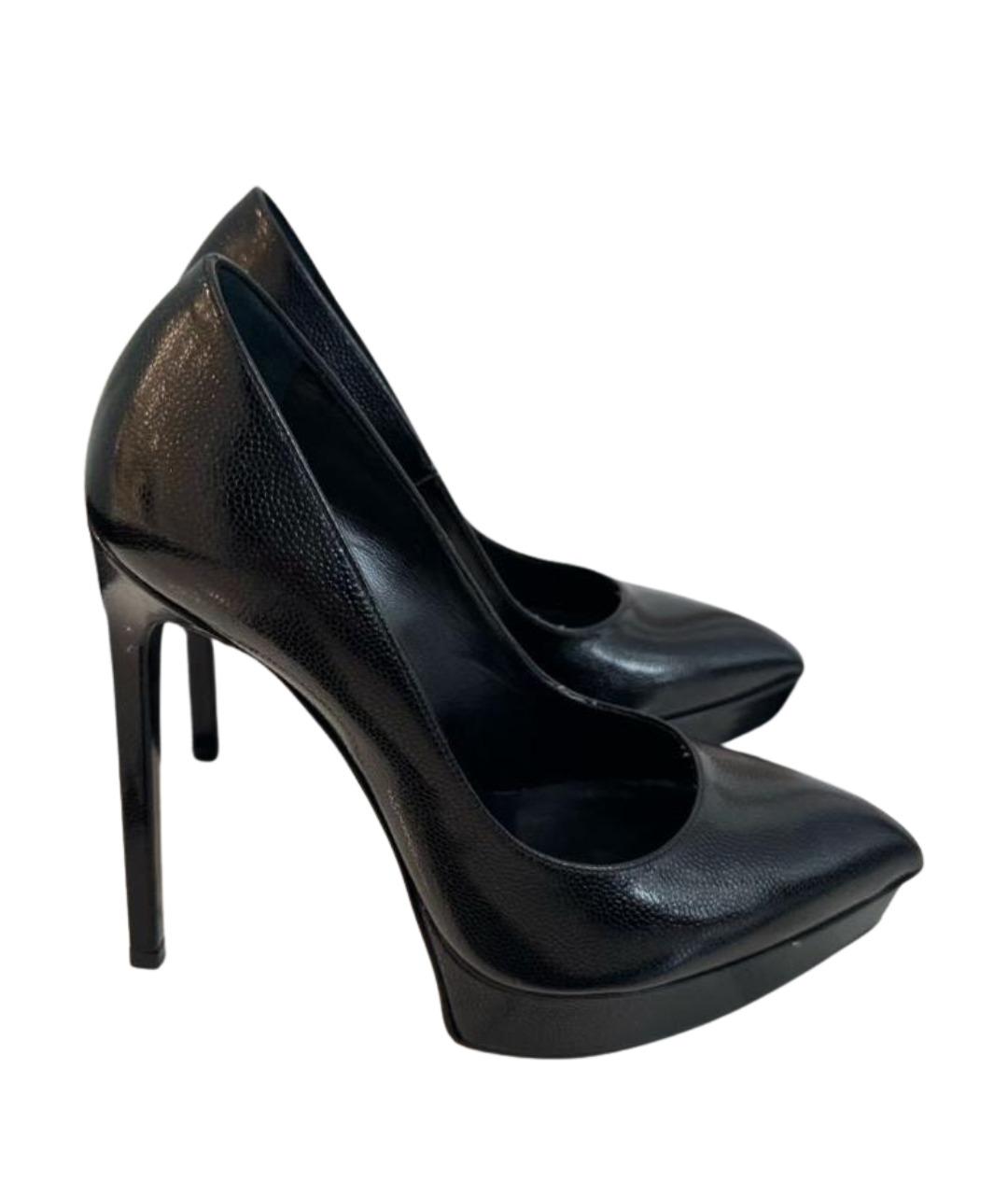 SAINT LAURENT Черные кожаные туфли, фото 1