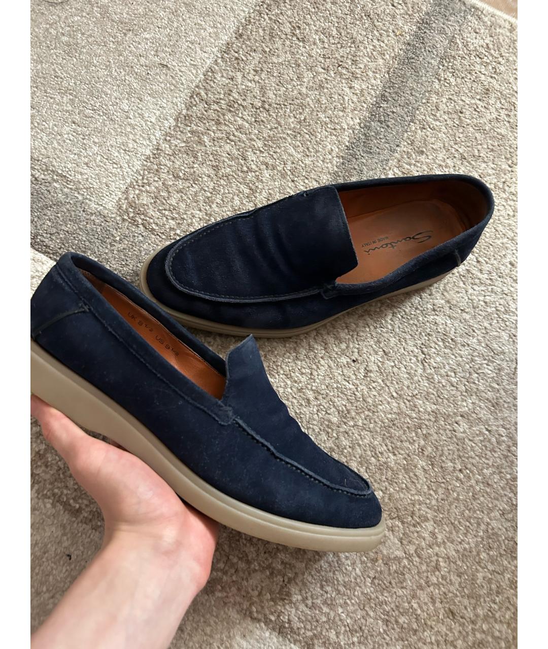 SANTONI Синие замшевые лоферы, фото 3