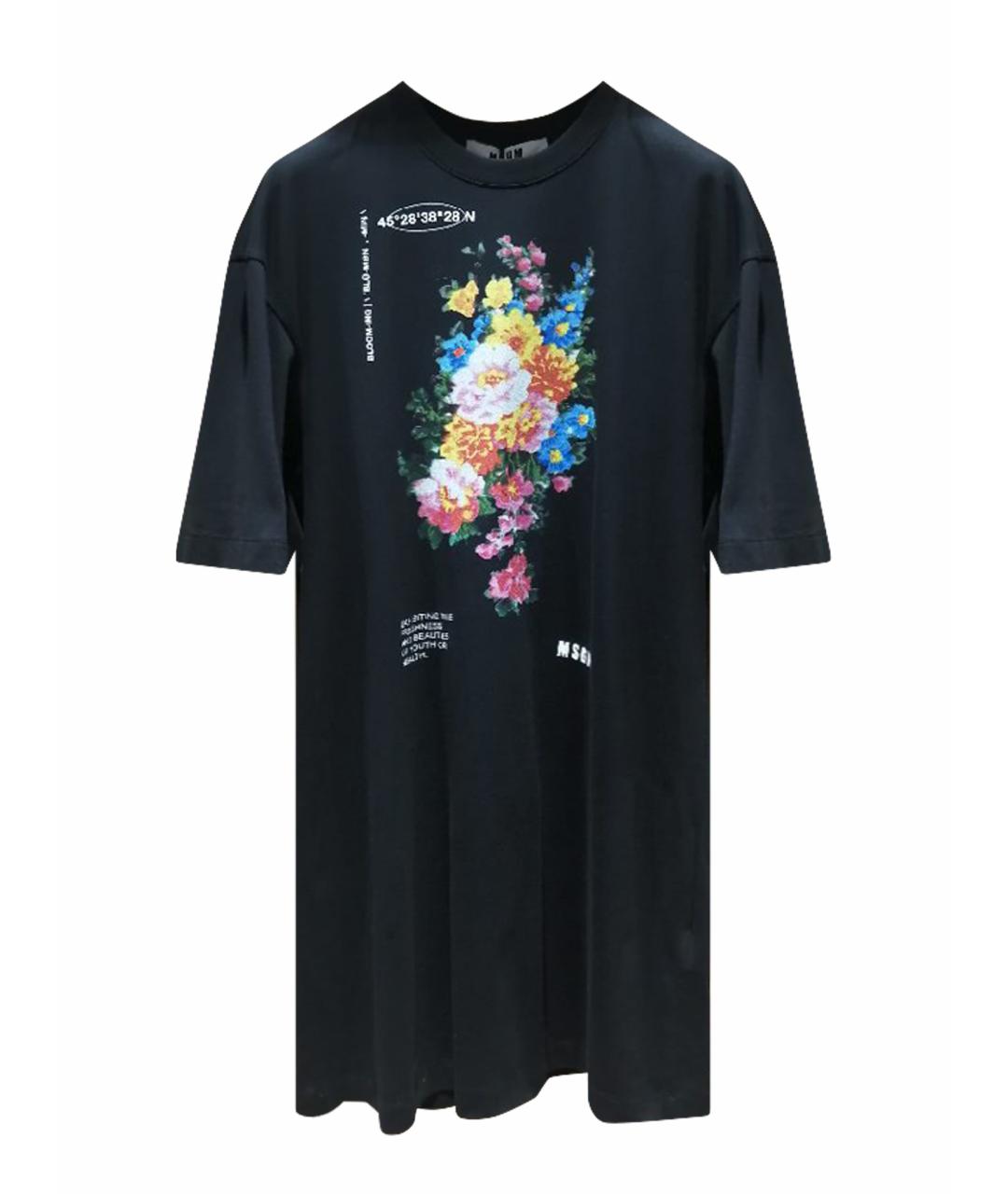 MSGM Черное хлопковое повседневное платье, фото 1