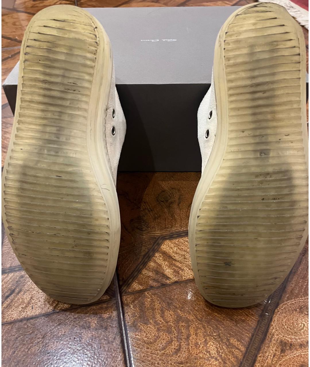 RICK OWENS Бежевые кожаные низкие кроссовки / кеды, фото 6