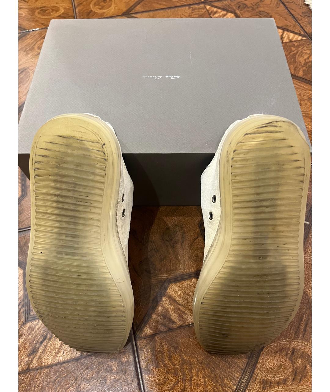 RICK OWENS Бежевые кожаные низкие кроссовки / кеды, фото 5