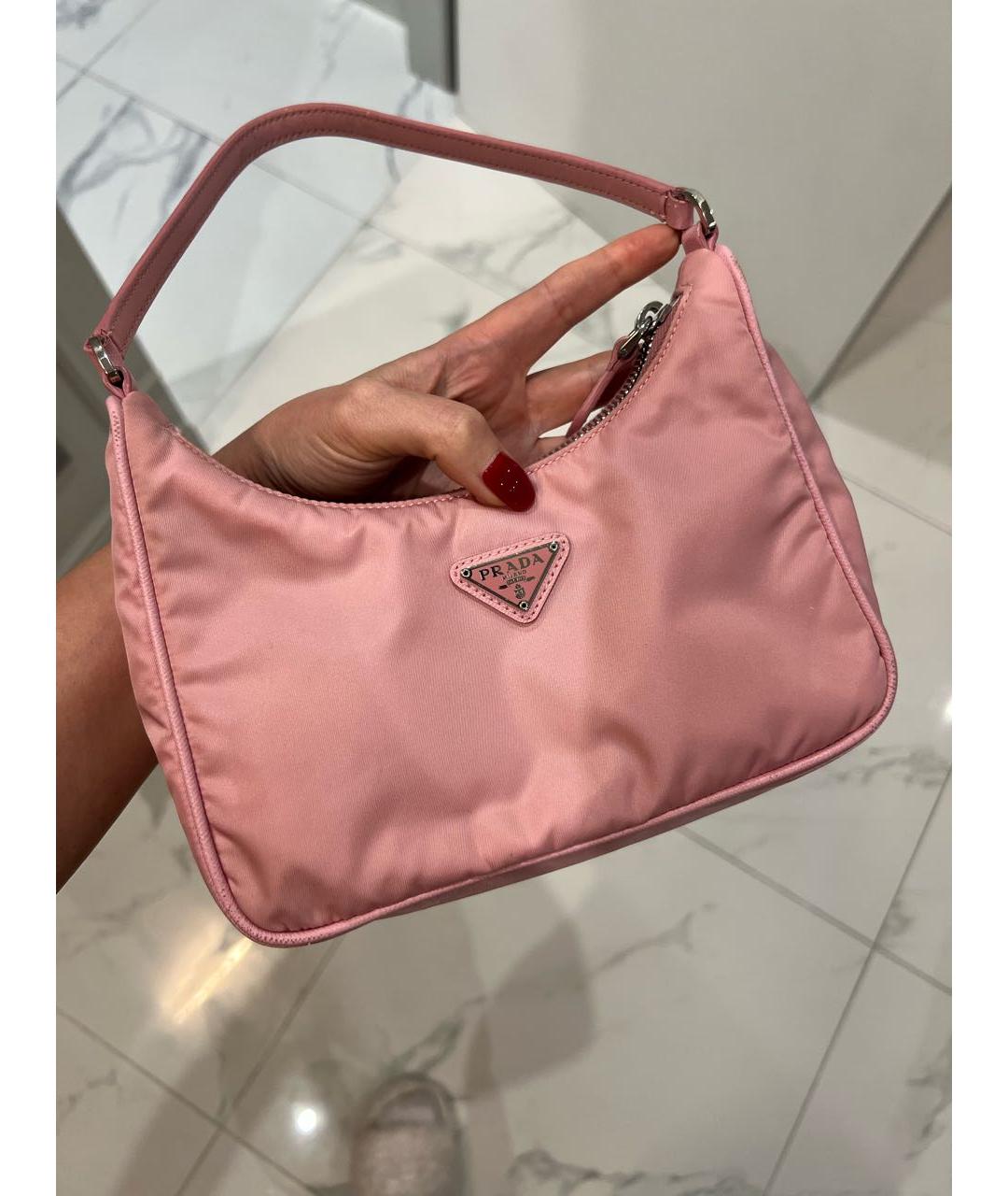 PRADA Розовая тканевая сумка с короткими ручками, фото 6