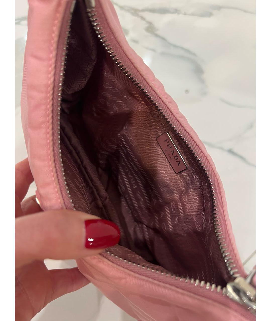 PRADA Розовая тканевая сумка с короткими ручками, фото 3