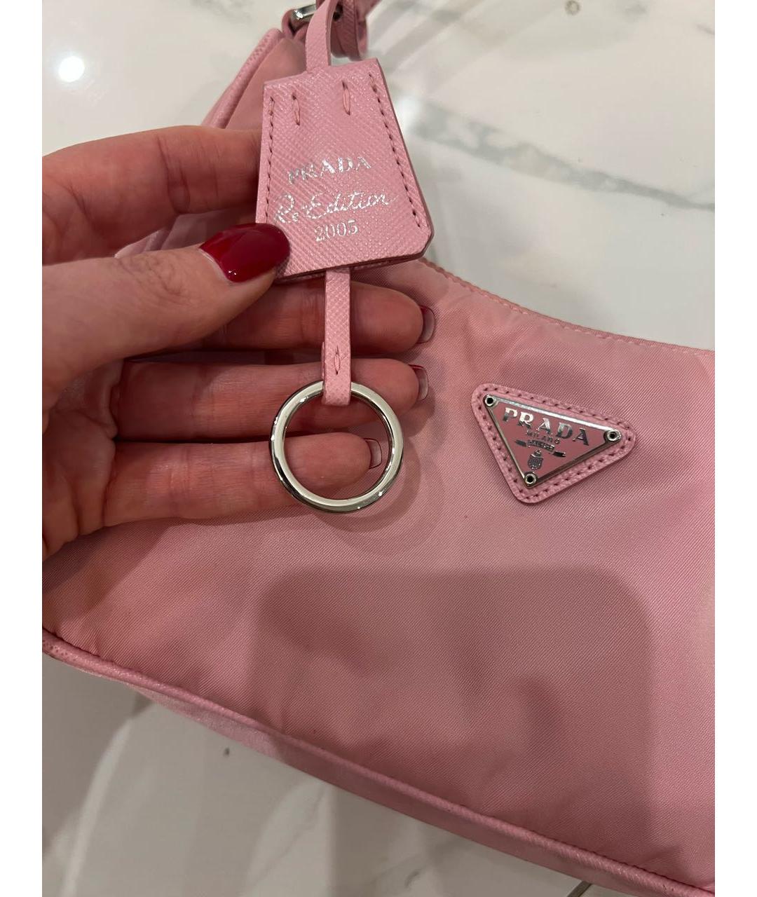 PRADA Розовая тканевая сумка с короткими ручками, фото 4
