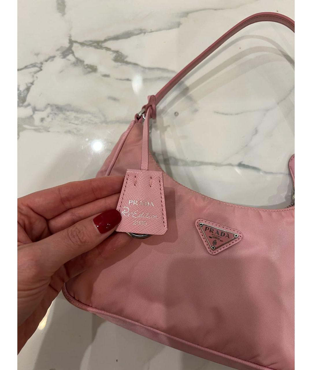 PRADA Розовая тканевая сумка с короткими ручками, фото 5